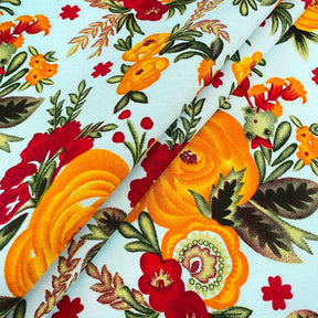 Rose Print Cotton Fabric SV577462 Blue/Orange 2