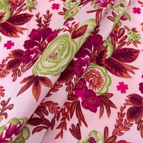 Rose Print Cotton Fabric SV577463 Pink/Green 2