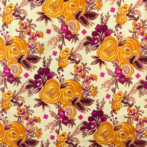 Rose Print Cotton Fabric SV577461 Yellow/Gold 1