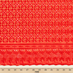 Cubic Embroidered Eyelet Fabric SV578284 Red 3