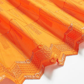 Metallic Triangular Embroidered Eyelet Fabric SV578294 Orange 2