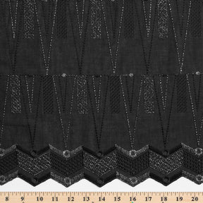 Metallic Triangular Embroidered Eyelet Fabric SV578295 Black 3