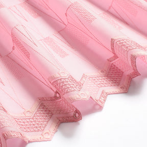 Metallic Triangular Embroidered Eyelet Fabric SV578297 Pink 2