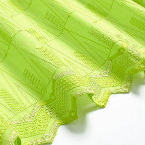 Metallic Triangular Embroidered Eyelet Fabric SV578298 Lime Green 2