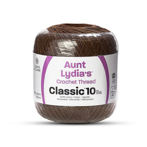 Aunt Lydias Classic Size 10 Cotton Crochet Thread SV579240 Fudge Brown (350 Yards) 1