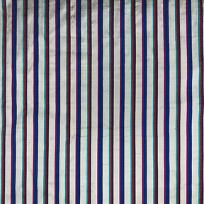 Silk Shantung Stripes Fabric SV575932 Turquoise/Silver 1