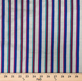 Silk Shantung Stripes Fabric SV575932 Turquoise/Silver 3