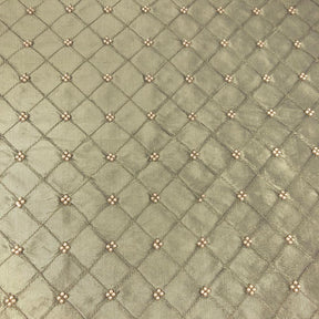 Silk Taffeta Olive Beaded Checkered Embroidery Fabric SV575807 1