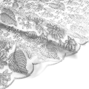 Embroidered Daisy Floral Lace Fabric SV578057 Silver 2