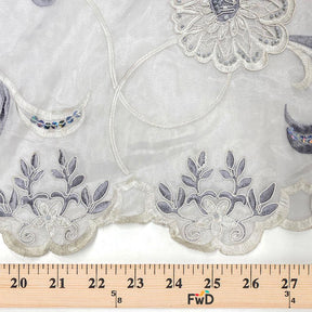 Silver Dahlia Organza Beaded Embroidered Lace Fabric SV576459 3