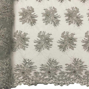 Gloriosa Bridal Lace Beaded Fabric SV573430 Silver 1