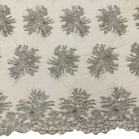 Gloriosa Bridal Lace Beaded Fabric SV573430 Silver 2