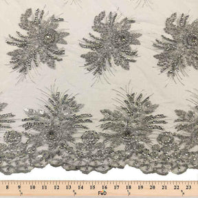 Gloriosa Bridal Lace Beaded Fabric SV573430 Silver 4
