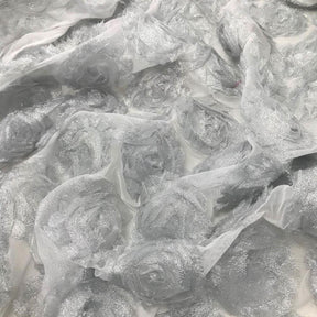 Silver Metallic Rosette Fabric SV574040 2