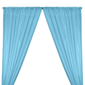 Poly China Silk Lining Rod Pocket Curtains Sky Blue 1
