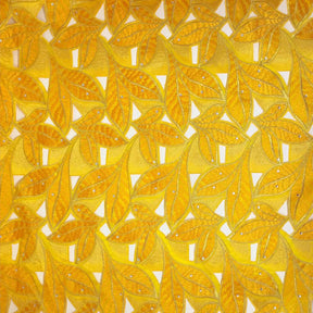 Sunflower Yellow Tiger Leaf Lace On Organza Fabric SV576065 1