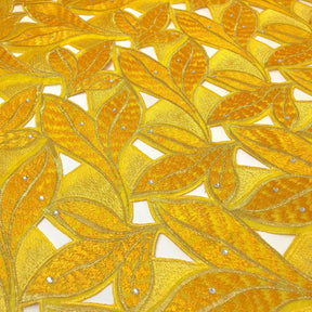 Sunflower Yellow Tiger Leaf Lace On Organza Fabric SV576065 2
