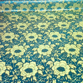 Carnation Metallic Brocade Fabric SV570775 Turquoise / Gold 1
