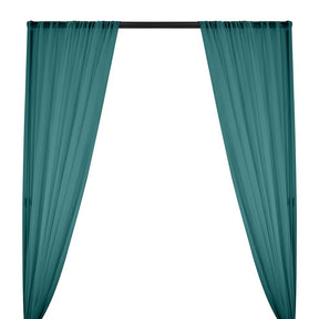 Silk Georgette Chiffon Rod Pocket Curtains Teal 1