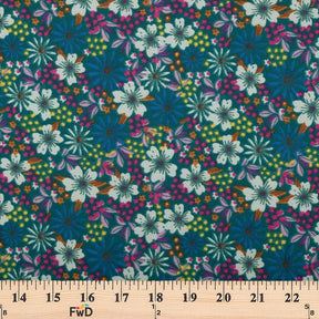 Hibiscus Crepe De Chine Print Fabric SV577793 Turquoise 3