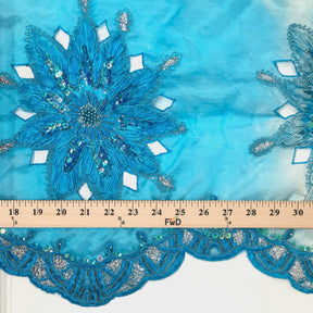Double Layered Embroidery Pearl With Sequin On Organza Fabric SV576120 Turquoise 3