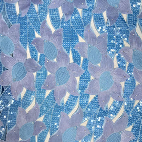 Lotus Embroidery W Rhinestones Sequins SV576155 Turquoise 1