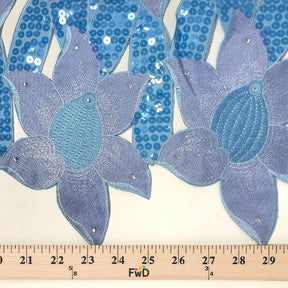 Lotus Embroidery W Rhinestones Sequins SV576155 Turquoise 3