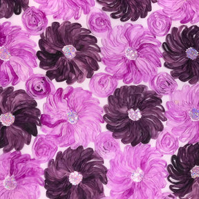 Two Color Floral Ribbon Lace With Sequins Fabric SV576135 Plum & Pink 1