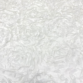 White Satin Ruffle Rosette Fabric SV576475 2