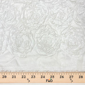 White Satin Ruffle Rosette Fabric SV576475 3