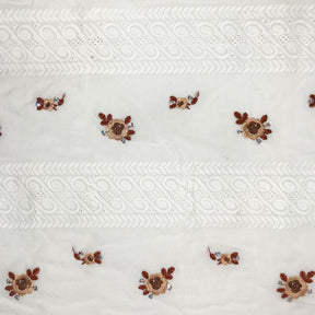 White Spiral Striped Floral Embroidery Sequins Fabric SV576109 1