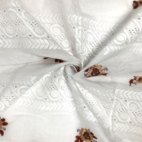 White Spiral Striped Floral Embroidery Sequins Fabric SV576109 2
