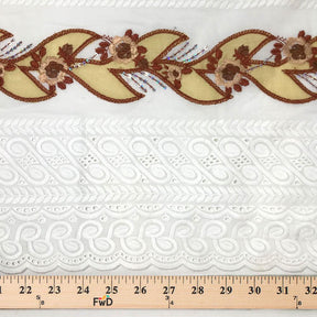 White Spiral Striped Floral Embroidery Sequins Fabric SV576109 3