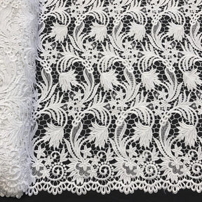 Daphne Guipure French Venice Lace Fabric SV574129 White 1
