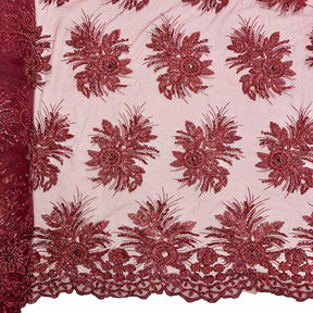 Gloriosa Bridal Lace Beaded Fabric SV574798 Wine 1