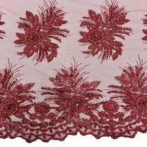 Gloriosa Bridal Lace Beaded Fabric SV574798 Wine 2