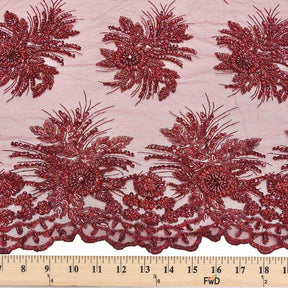 Gloriosa Bridal Lace Beaded Fabric SV574798 Wine 4