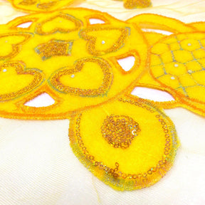 Yellow Circle Embroidery Lace On Mesh Fabric SV576456 2