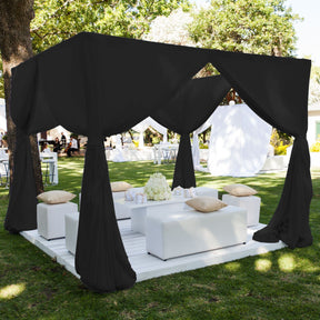 Polyester Chiffon Rod Pocket Curtains Black 3