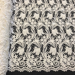 Daphne Guipure French Venice Lace Fabric SV574133 Ivory 1