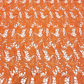 Daphne Guipure French Venice Lace Fabric SV574132 Orange 2