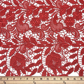 Tulip Guipure French Venice Lace Fabric SV571186 Red 3